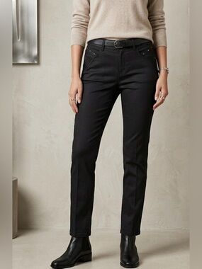 🇨🇦 Simon Chang Black Tummy Control Slim Leg Jeans Studded Sunburst Pockets 6